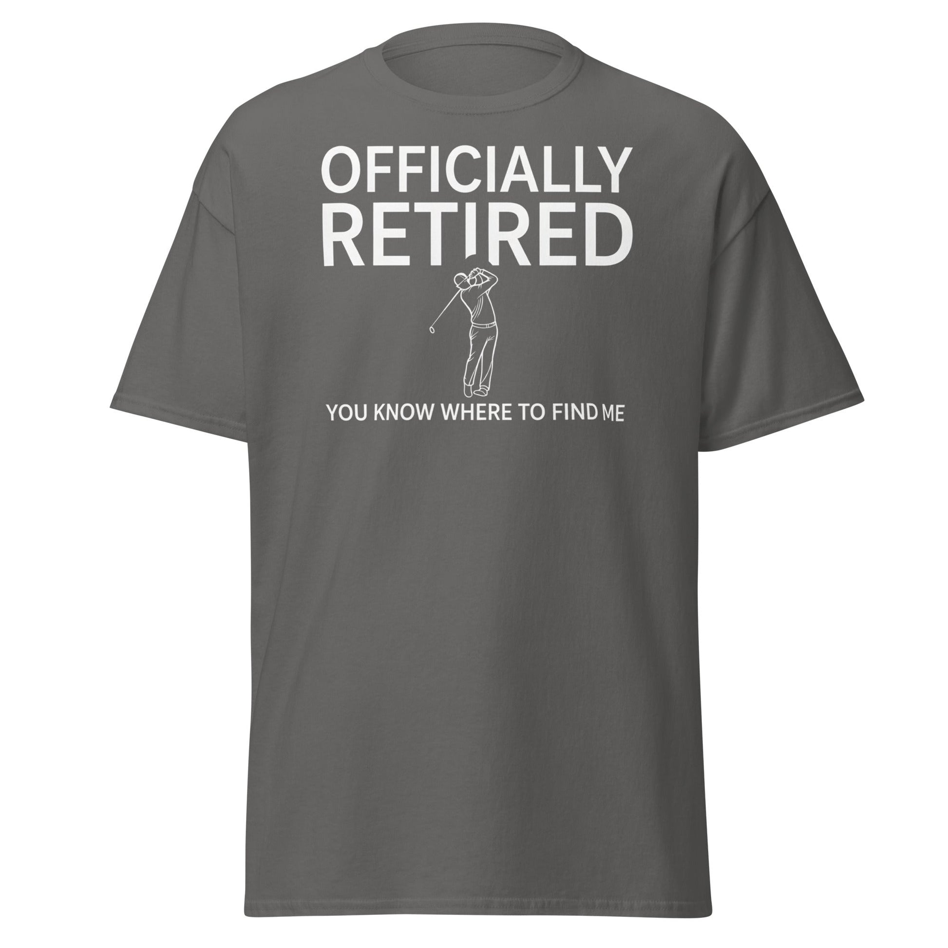 Officially Retired Golf T-Shirt - Funny Retirement Gift Tee - Charcoal - T-Shirts Online