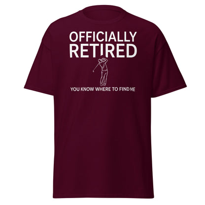 Officially Retired Golf T-Shirt - Funny Retirement Gift Tee - Maroon - T-Shirts Online