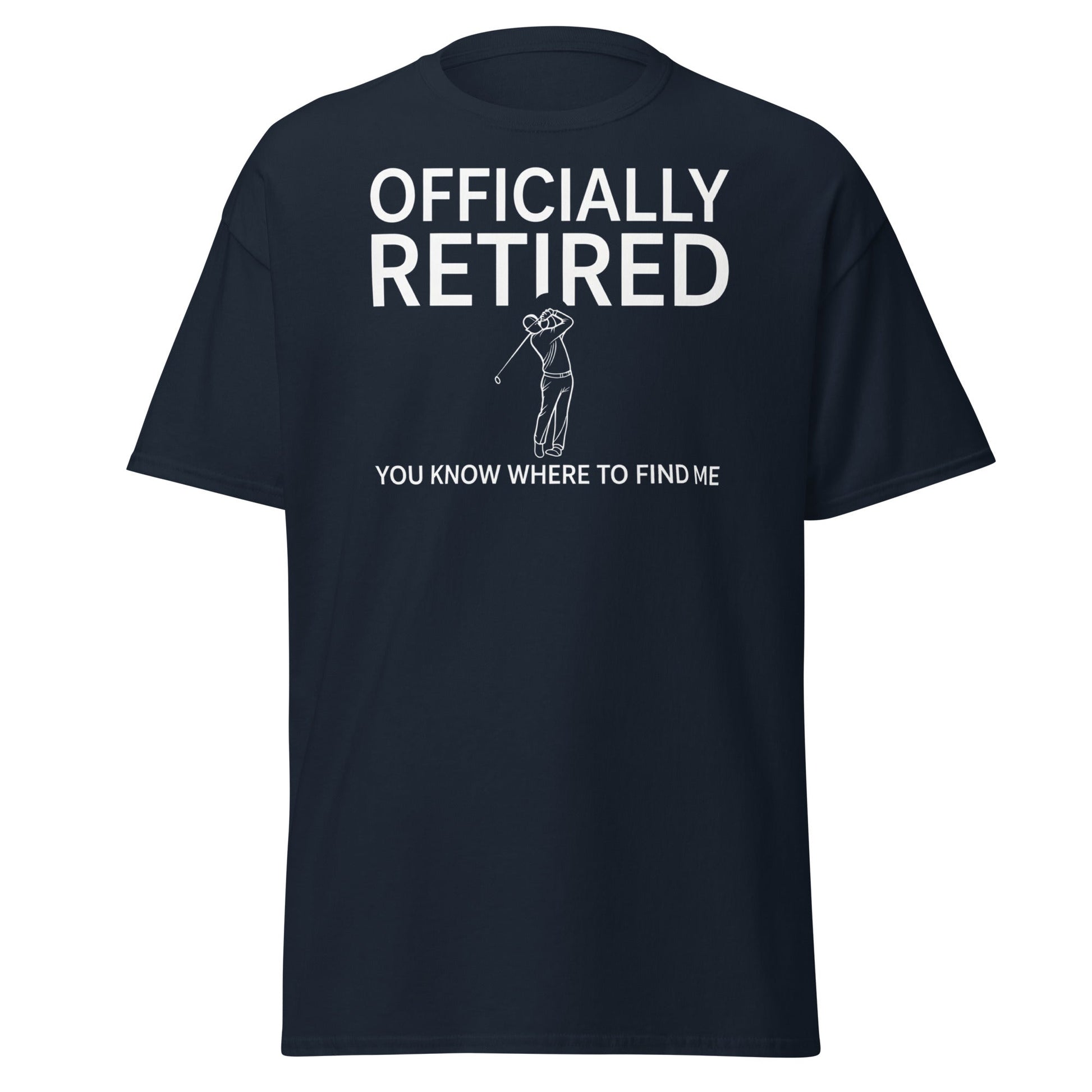 Officially Retired Golf T-Shirt - Funny Retirement Gift Tee - Navy - T-Shirts Online