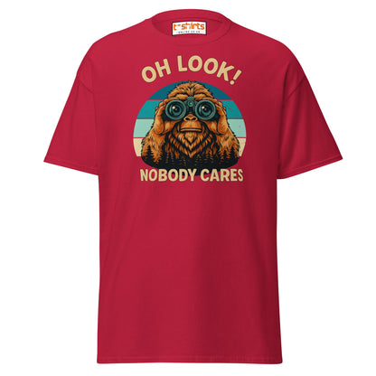 Oh Look Nobody Cares T-Shirt – Funny Bigfoot Tee - Cardinal - T-Shirts Online