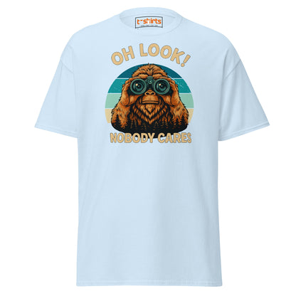 Oh Look Nobody Cares T-Shirt – Funny Bigfoot Tee - Light Blue - T-Shirts Online
