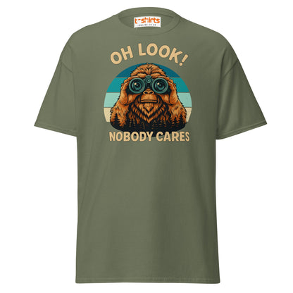 Oh Look Nobody Cares T-Shirt – Funny Bigfoot Tee - Military Green - T-Shirts Online