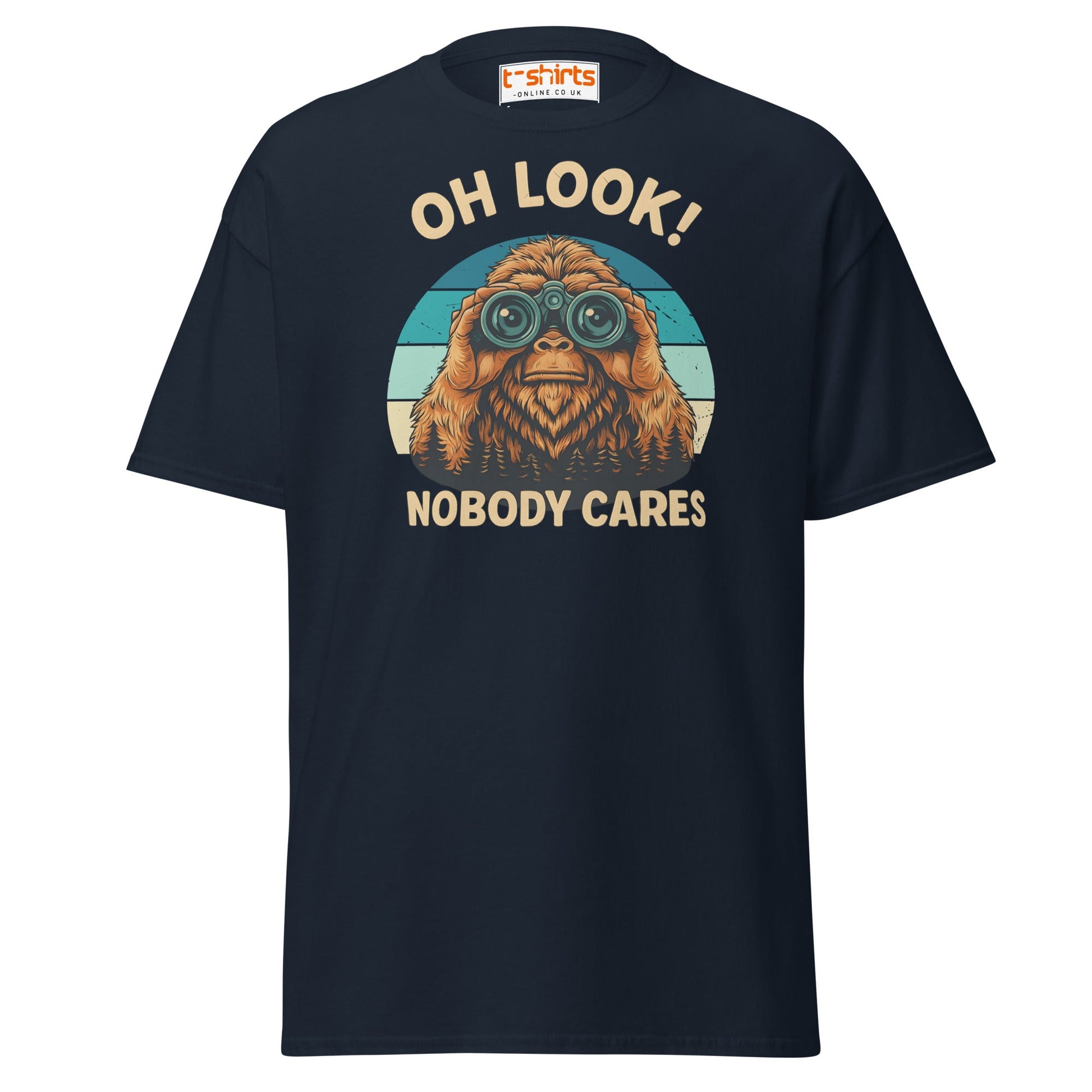 Oh Look Nobody Cares T-Shirt – Funny Bigfoot Tee - Navy - T-Shirts Online