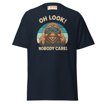 Oh Look Nobody Cares T-Shirt – Funny Bigfoot Tee - Navy - T-Shirts Online