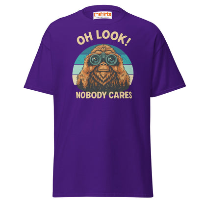 Oh Look Nobody Cares T-Shirt – Funny Bigfoot Tee - Purple - T-Shirts Online