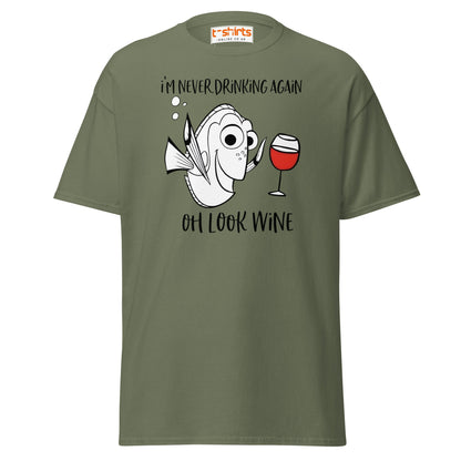 Oh Look Wine T-Shirt - Military Green - T-Shirts Online