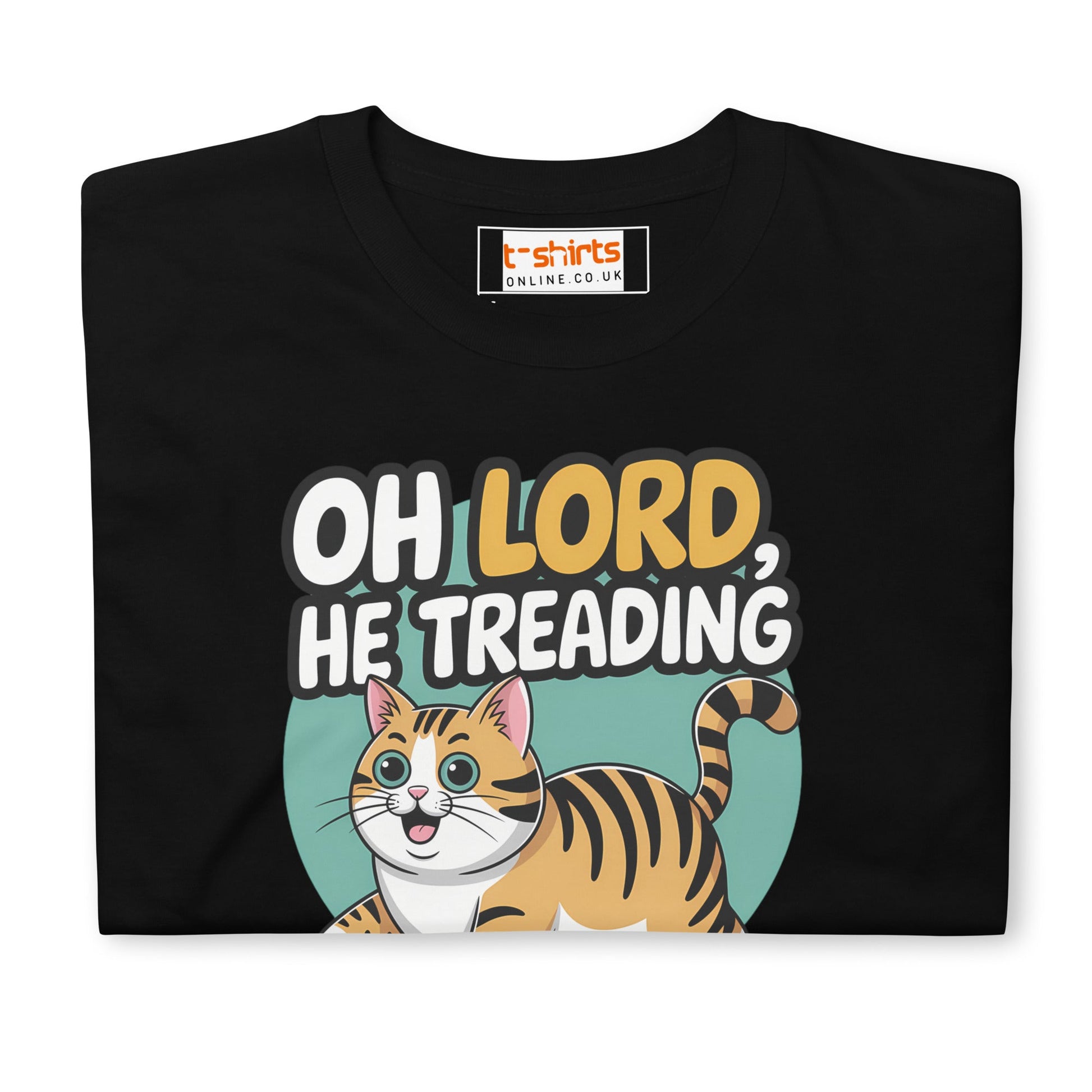 Oh Lord, He Treading T-Shirt | Funny Cat Tee - Black - T-Shirts Online