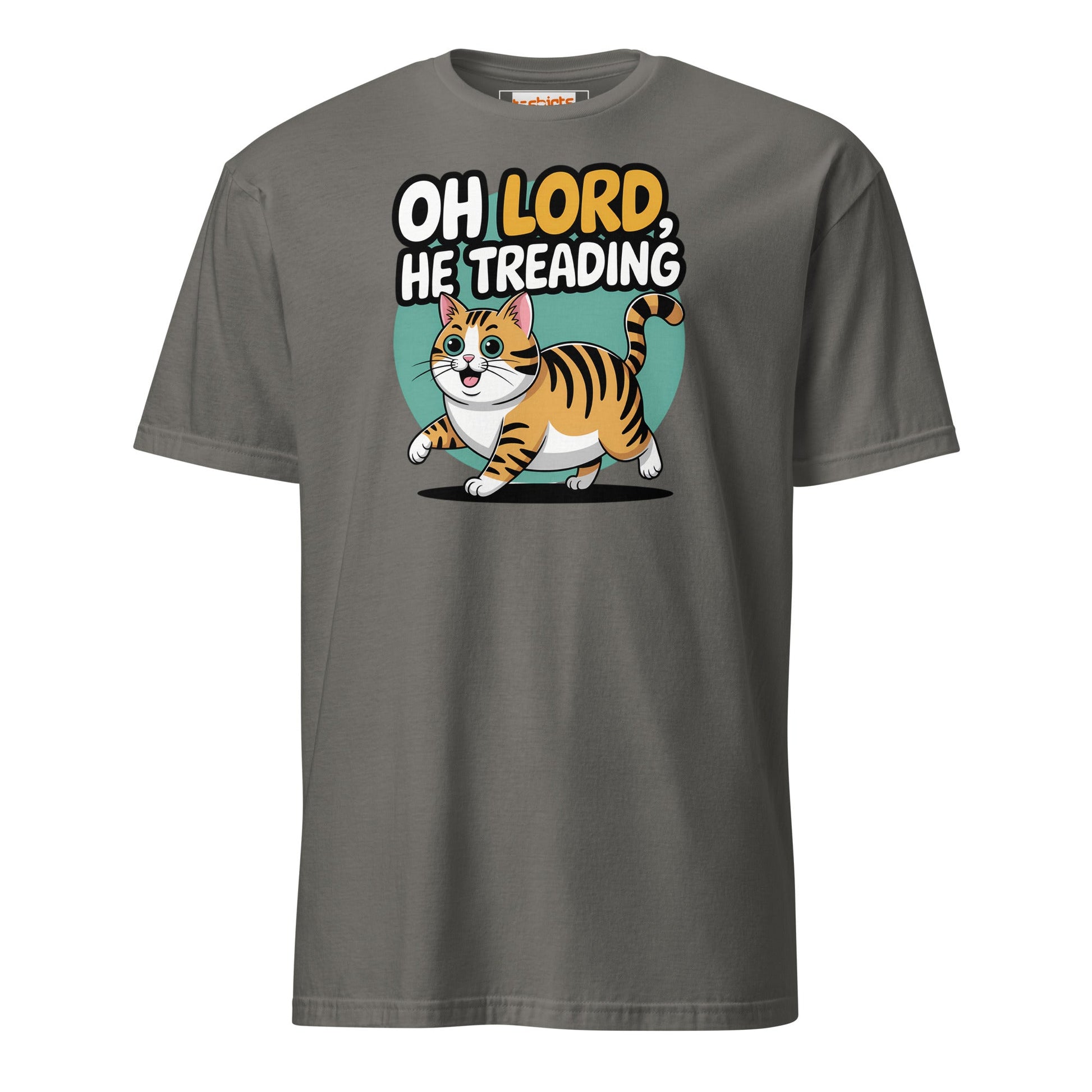 Oh Lord, He Treading T-Shirt | Funny Cat Tee - Charcoal - T-Shirts Online