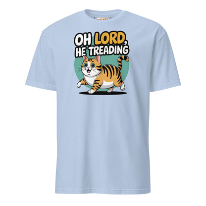 Oh Lord, He Treading T-Shirt | Funny Cat Tee - Light Blue - T-Shirts Online