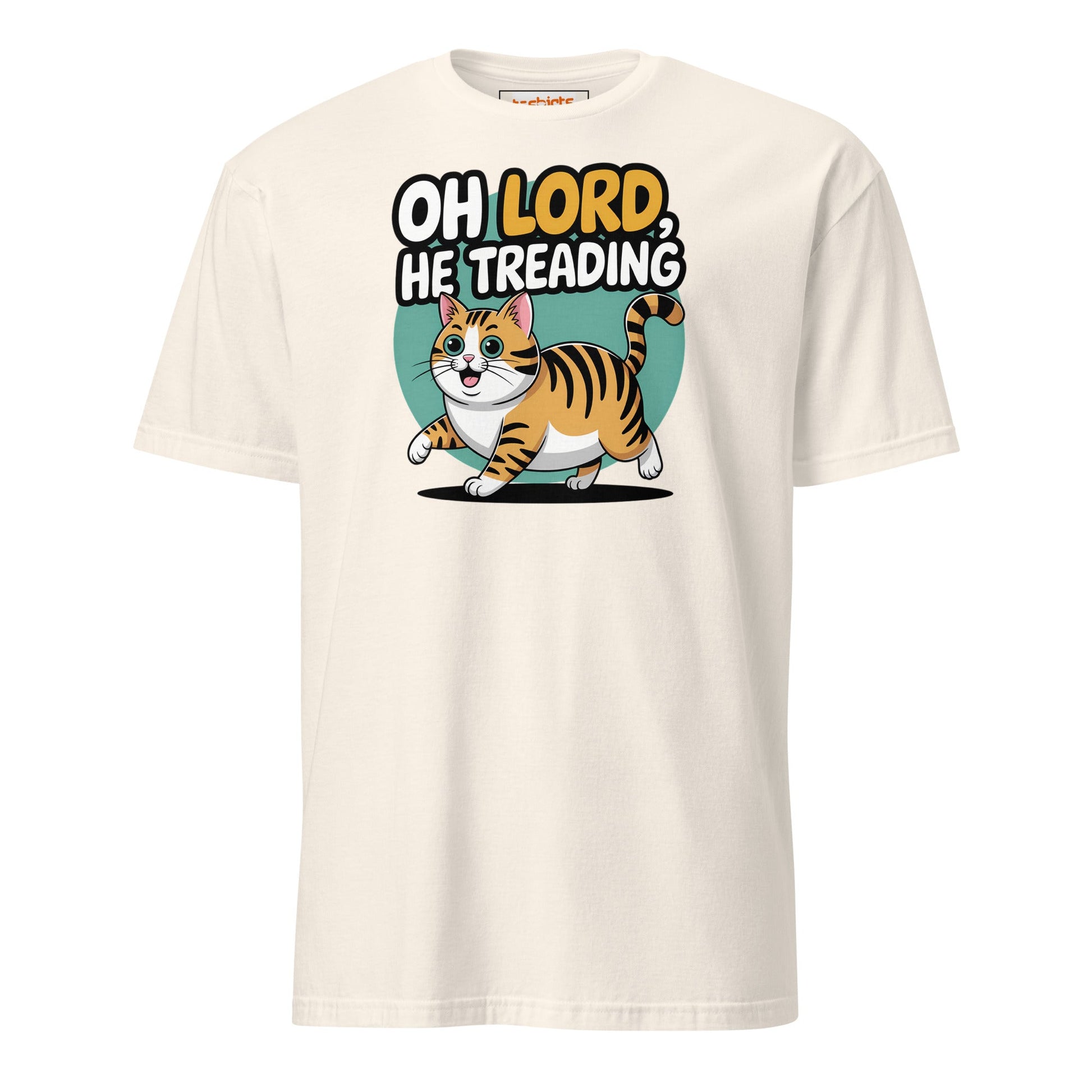 Oh Lord, He Treading T-Shirt | Funny Cat Tee - Natural - T-Shirts Online