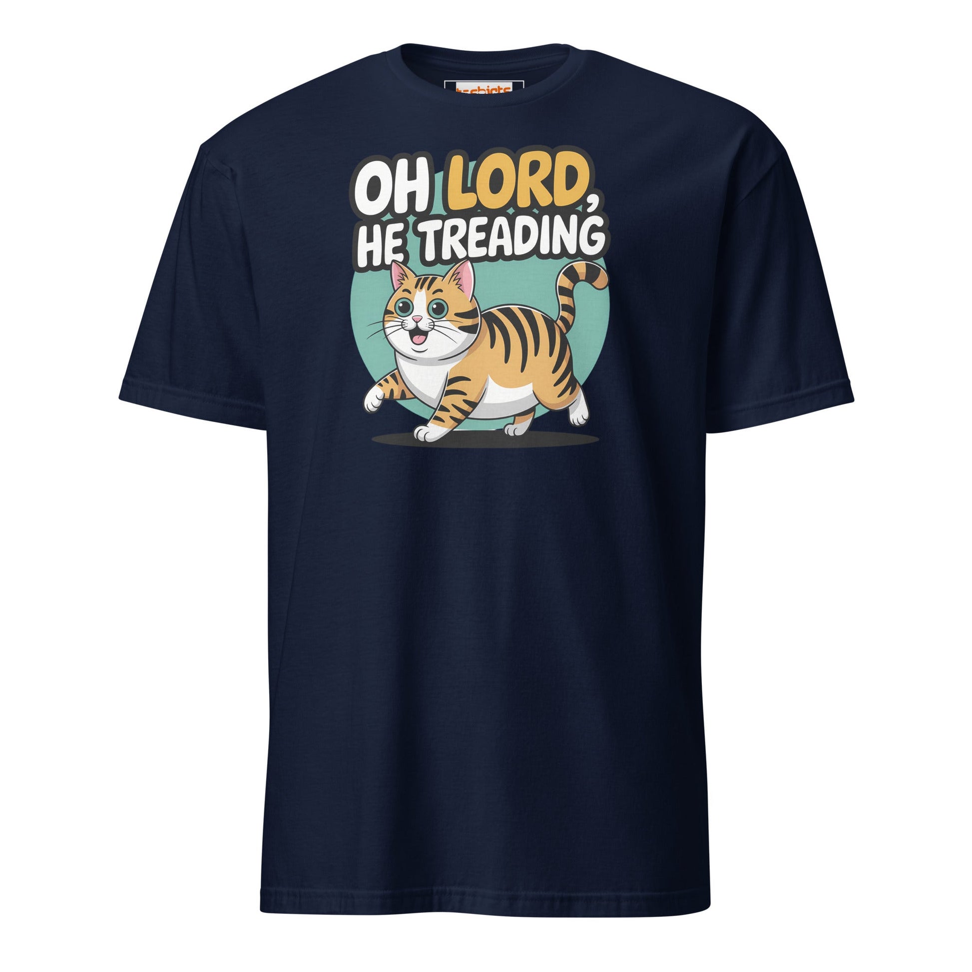 Oh Lord, He Treading T-Shirt | Funny Cat Tee - Navy - T-Shirts Online