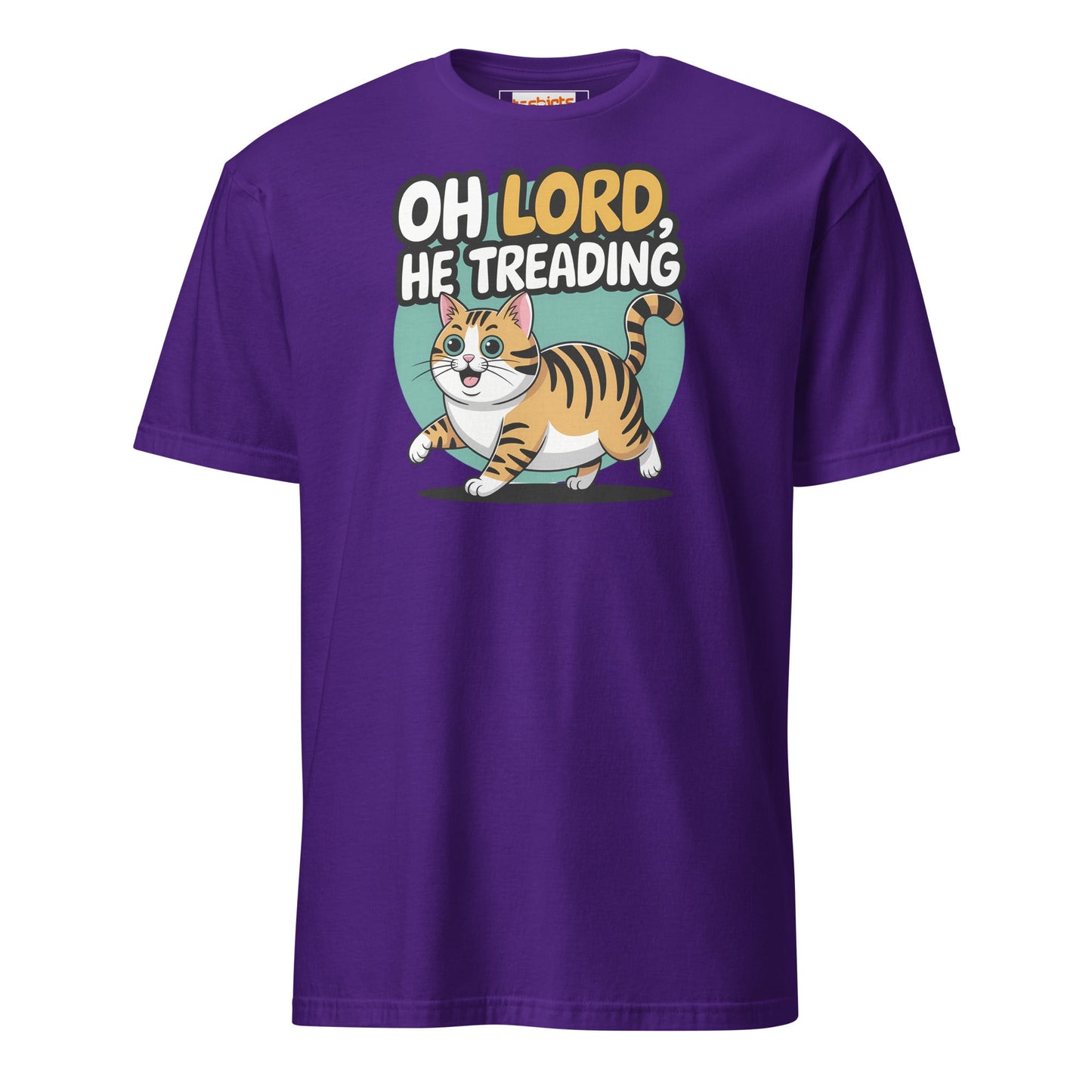 Oh Lord, He Treading T-Shirt | Funny Cat Tee - Purple - T-Shirts Online