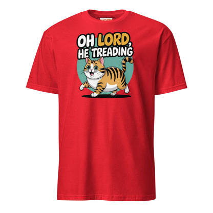 Oh Lord, He Treading T-Shirt | Funny Cat Tee - Red - T-Shirts Online