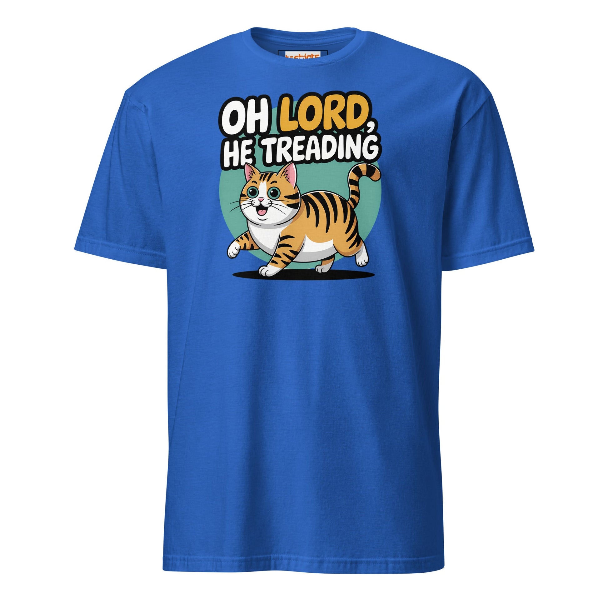 Oh Lord, He Treading T-Shirt | Funny Cat Tee - Royal - T-Shirts Online