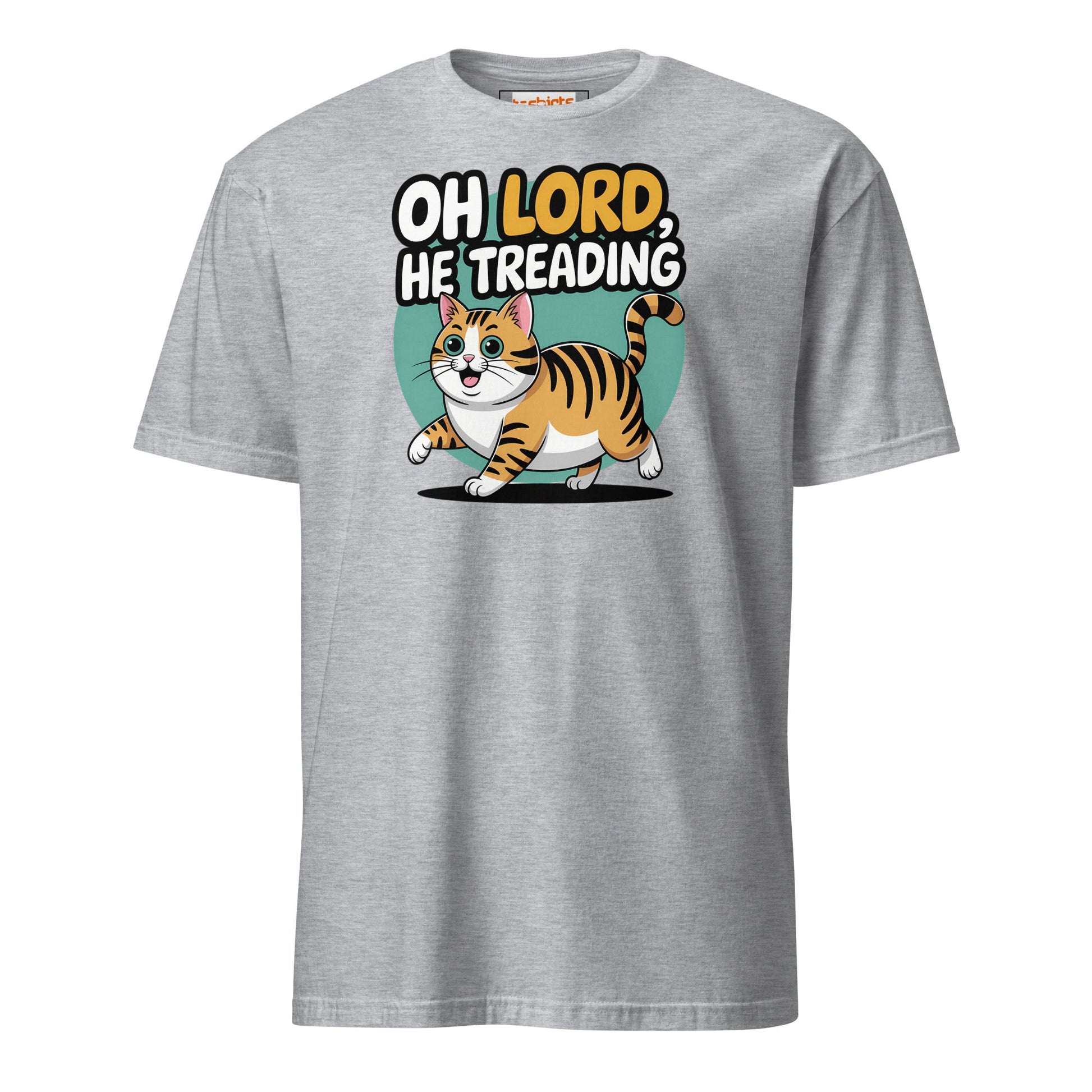 Oh Lord, He Treading T-Shirt | Funny Cat Tee - Sport Grey - T-Shirts Online