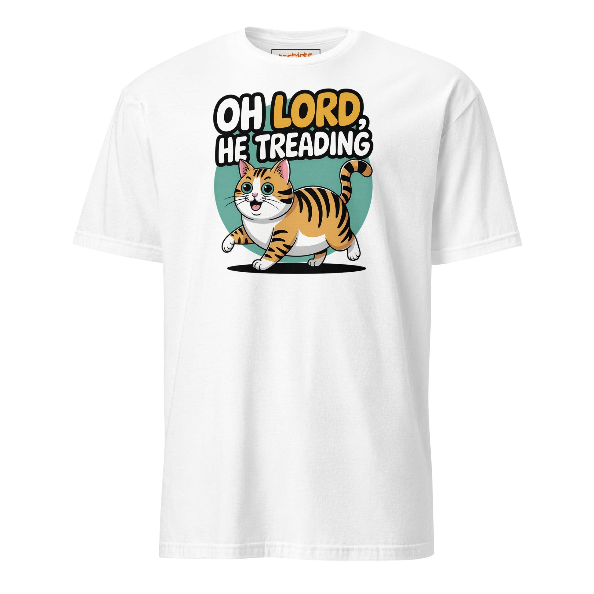 Oh Lord, He Treading T-Shirt | Funny Cat Tee - White - T-Shirts Online