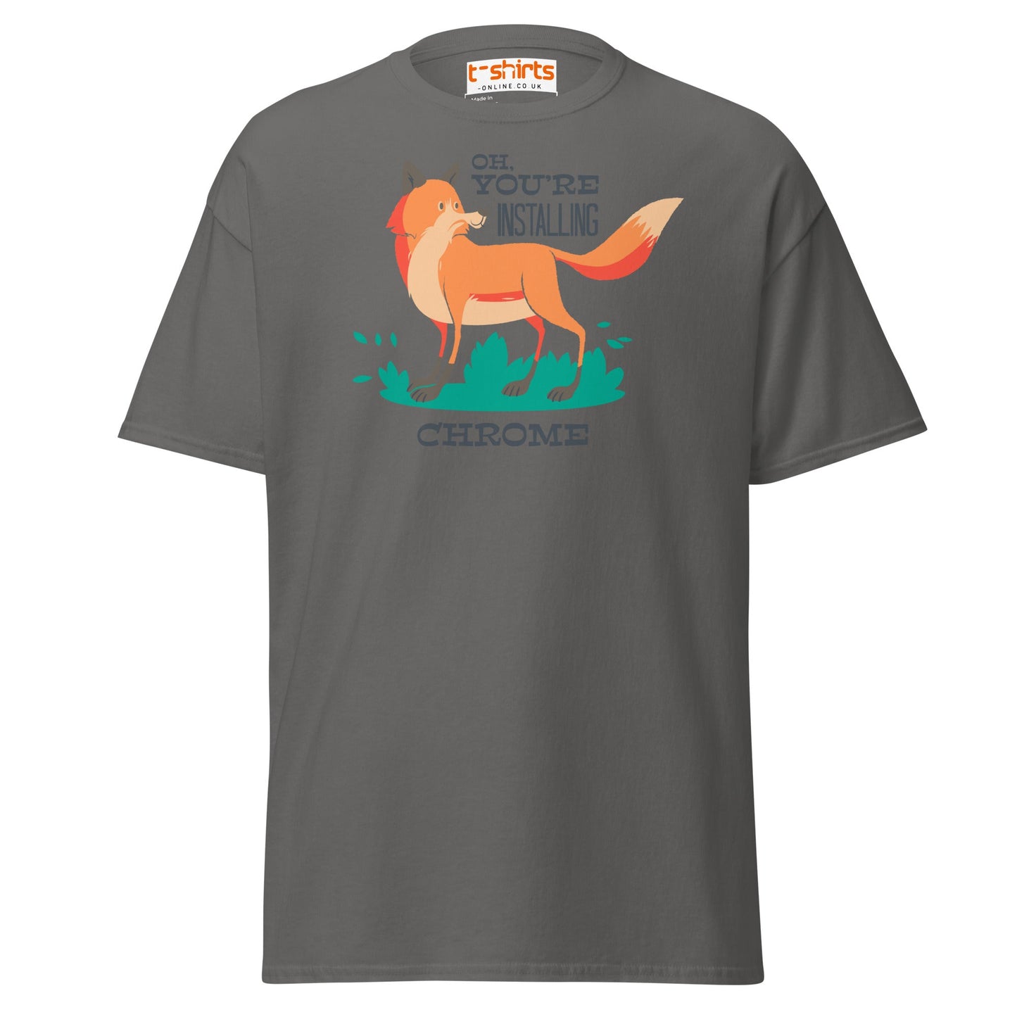 Oh You’re Installing Chrome T-Shirt – Funny Fox Parody Tee - Charcoal - T-Shirts Online