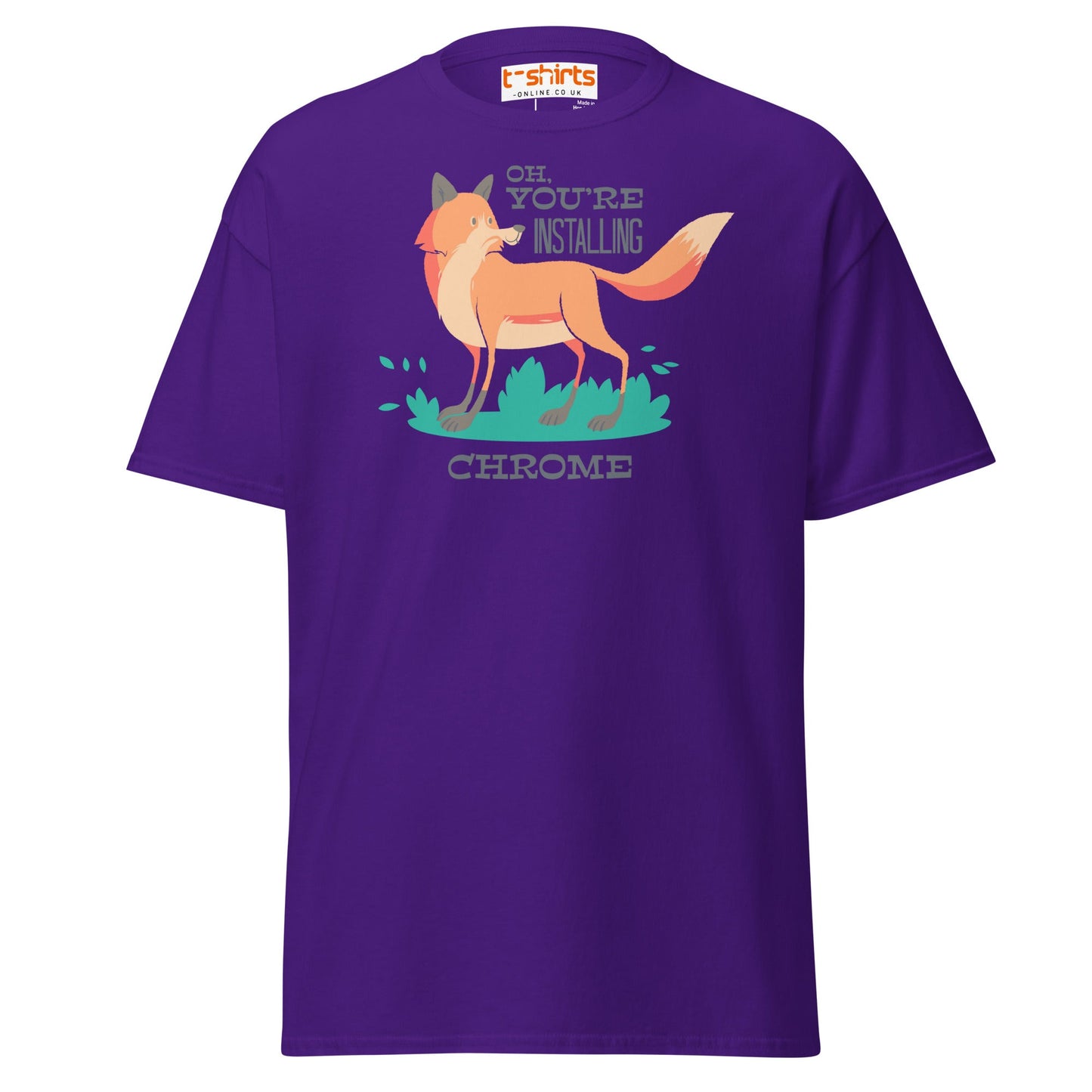 Oh You’re Installing Chrome T-Shirt – Funny Fox Parody Tee - Purple - T-Shirts Online