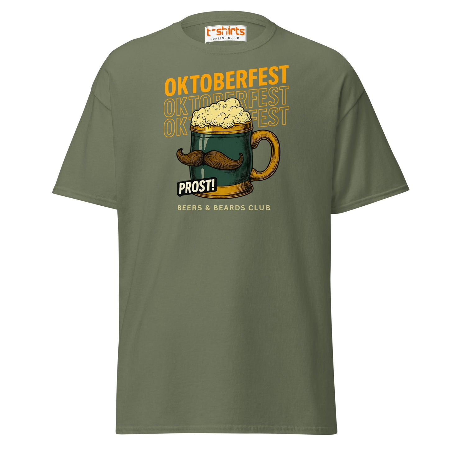 Oktoberfest Prost Beer Mug T-Shirt - Military Green - T-Shirts Online