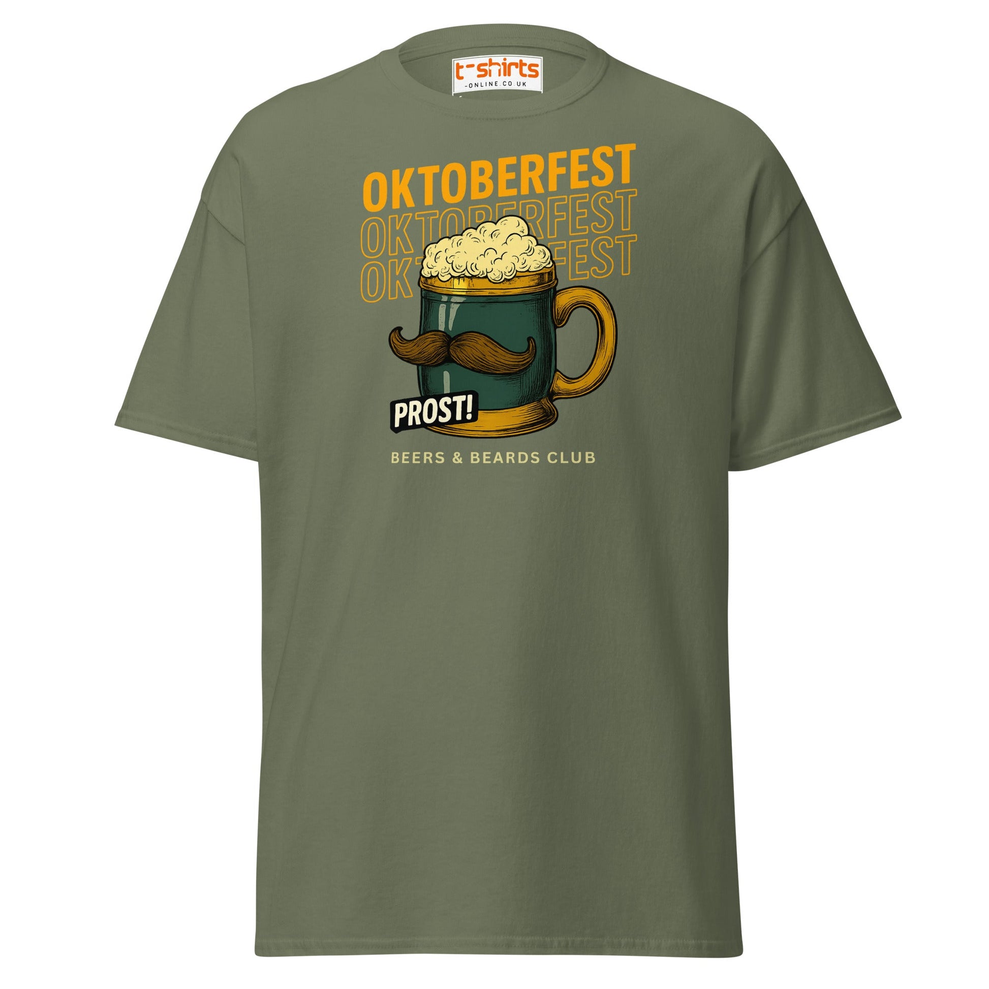 Oktoberfest Prost Beer Mug T-Shirt - Military Green - T-Shirts Online