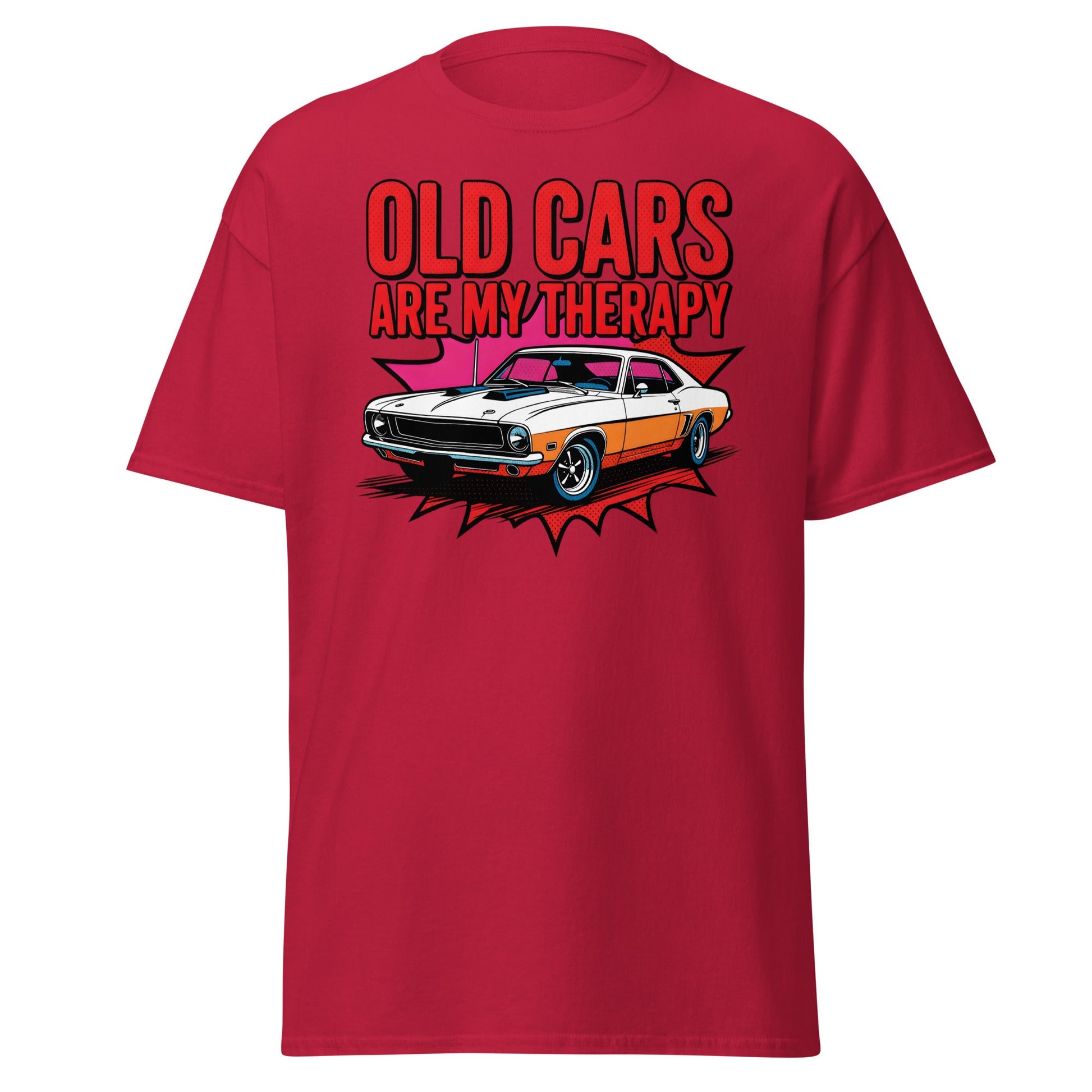 Old Cars Are My Therapy T-Shirt – Classic Car Lover Tee - Cardinal - T-Shirts Online
