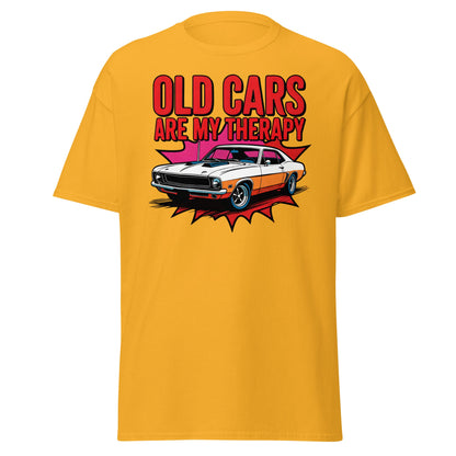 Old Cars Are My Therapy T-Shirt – Classic Car Lover Tee - Gold - T-Shirts Online