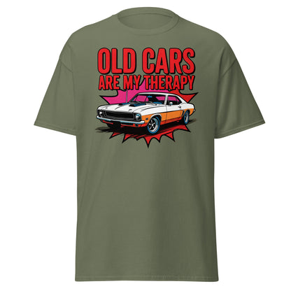 Old Cars Are My Therapy T-Shirt – Classic Car Lover Tee - Military Green - T-Shirts Online