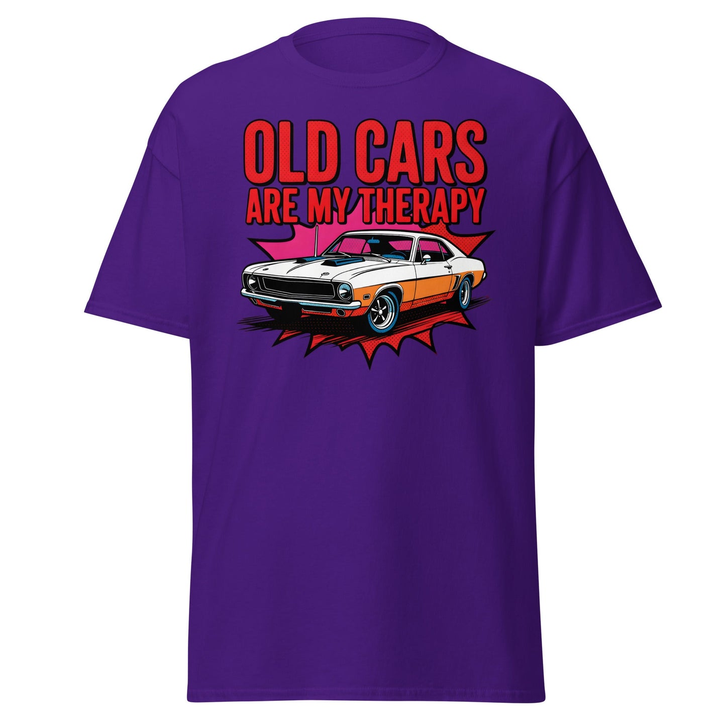 Old Cars Are My Therapy T-Shirt – Classic Car Lover Tee - Purple - T-Shirts Online