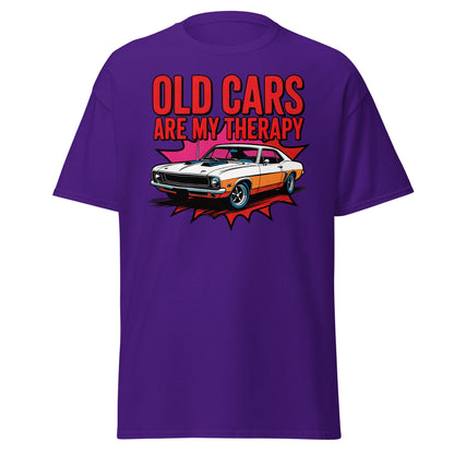 Old Cars Are My Therapy T-Shirt – Classic Car Lover Tee - Purple - T-Shirts Online