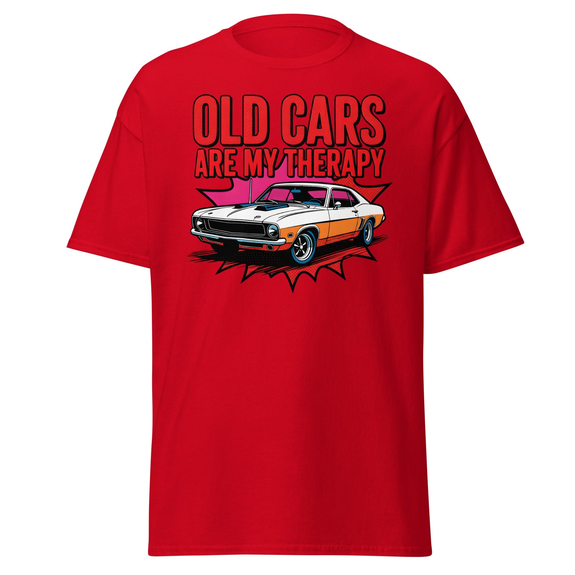 Old Cars Are My Therapy T-Shirt – Classic Car Lover Tee - Red - T-Shirts Online