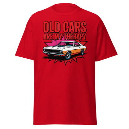 Old Cars Are My Therapy T-Shirt – Classic Car Lover Tee - Red - T-Shirts Online