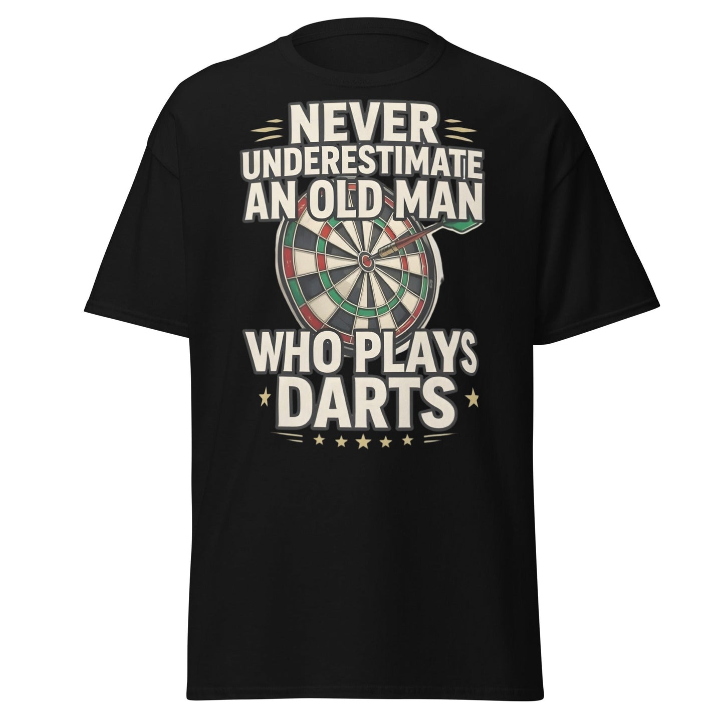 Old Man Darts T-Shirt - Funny Dart Player Gift - Black - T-Shirts Online