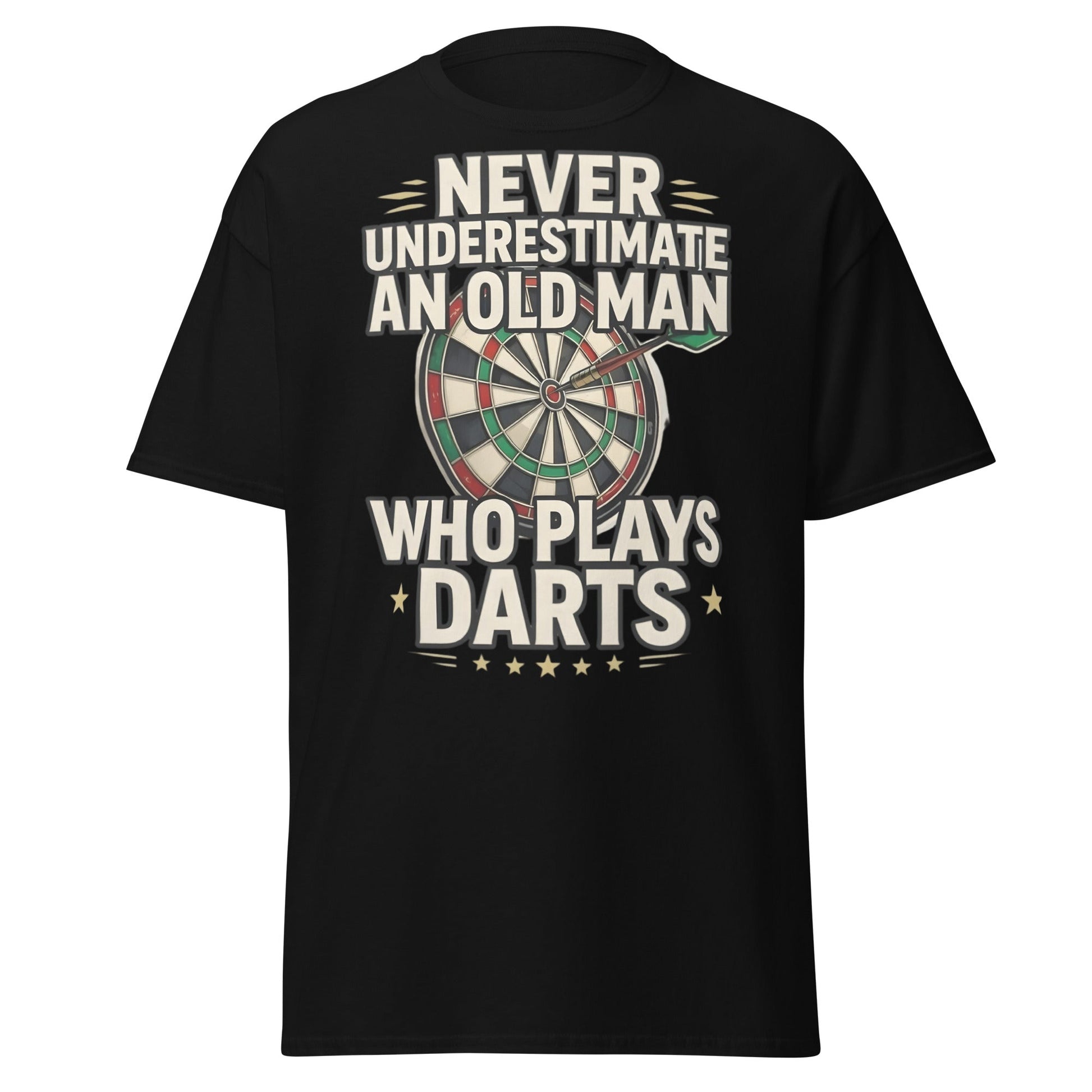 Old Man Darts T-Shirt - Funny Dart Player Gift - Black - T-Shirts Online