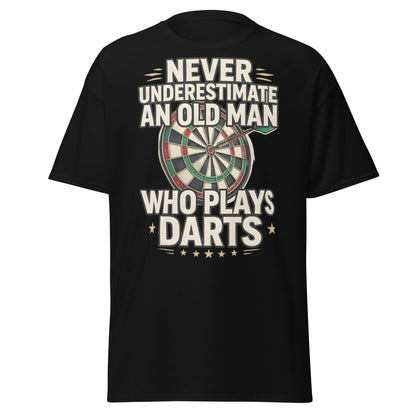 Old Man Darts T-Shirt - Funny Dart Player Gift - Black - T-Shirts Online