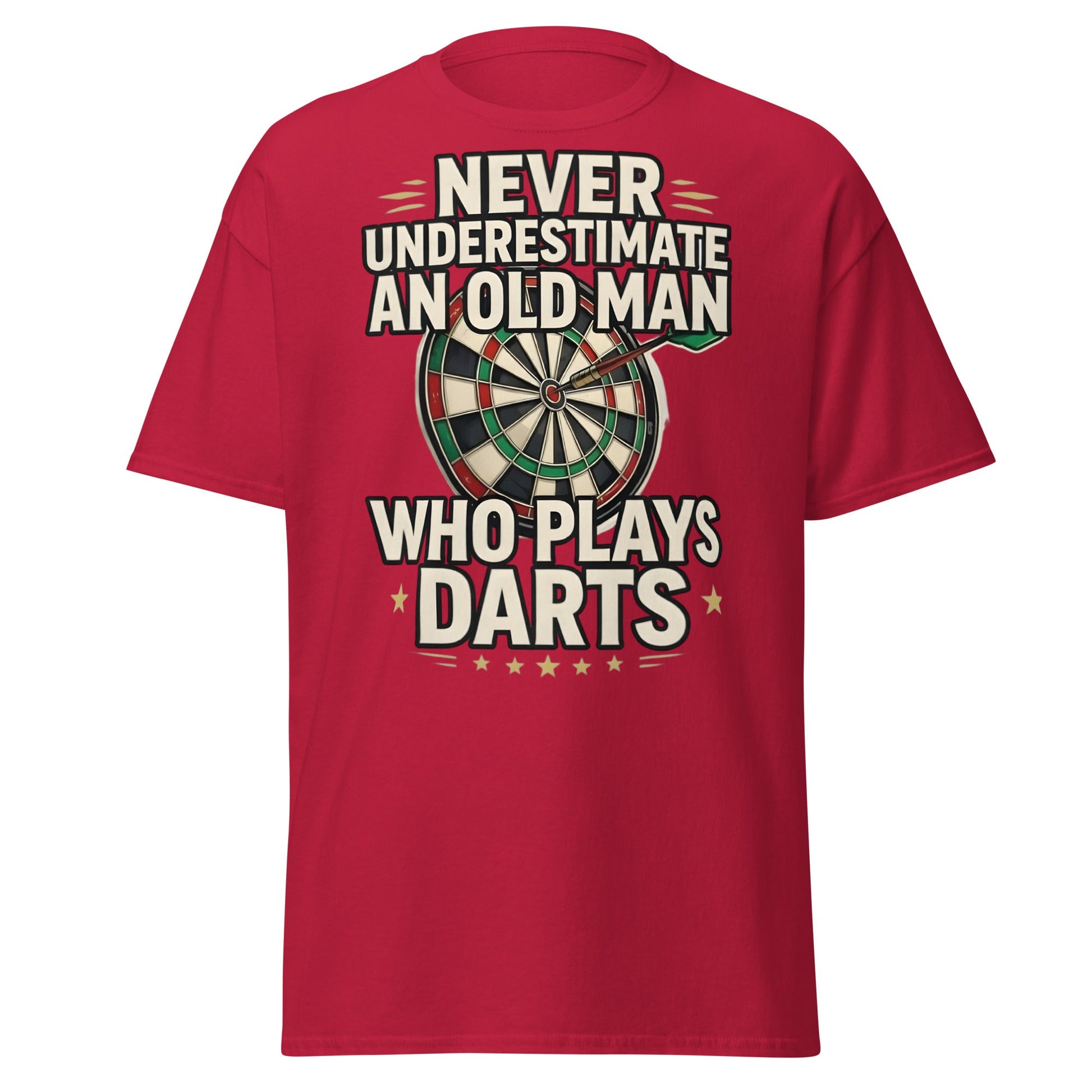 Old Man Darts T-Shirt - Funny Dart Player Gift - Cardinal - T-Shirts Online