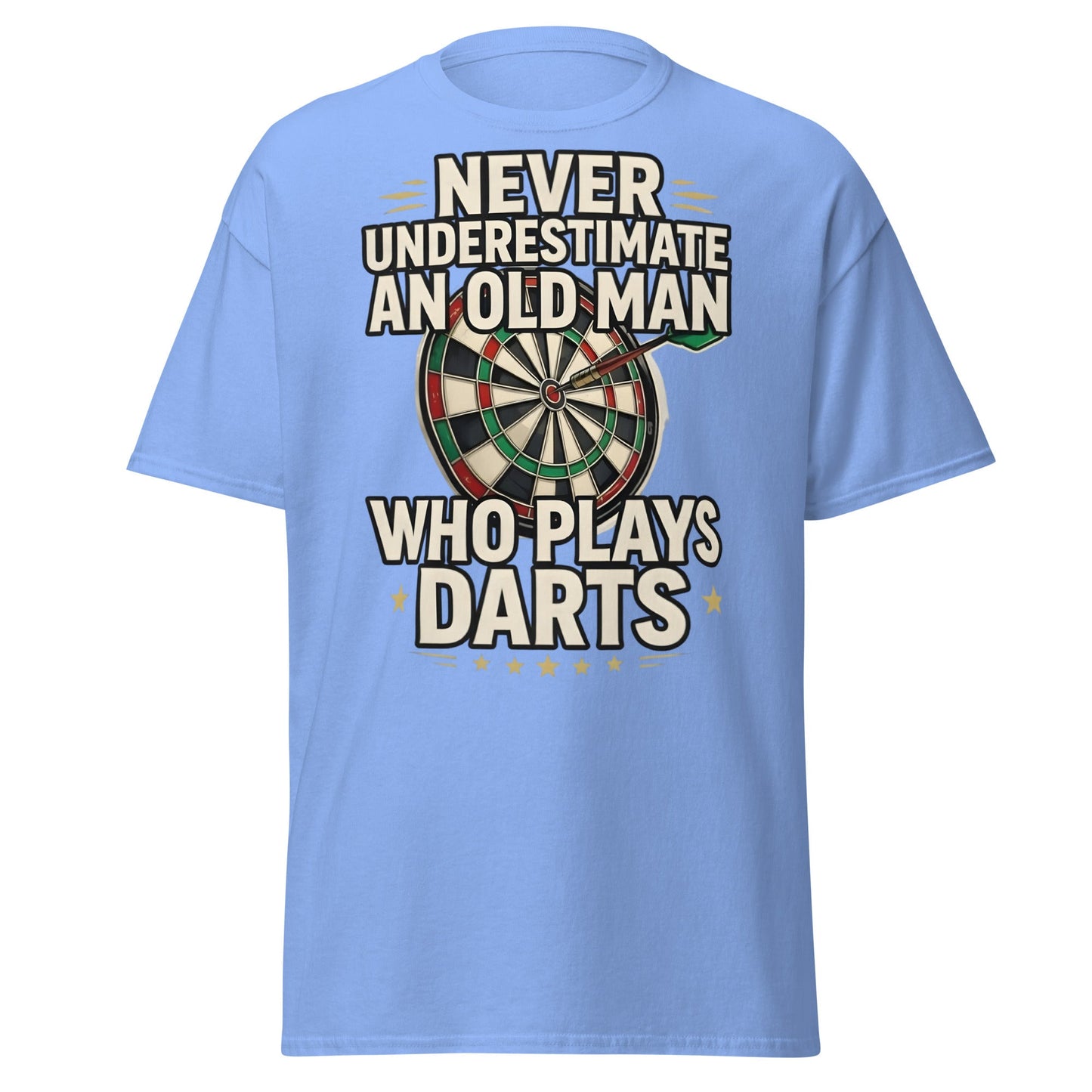 Old Man Darts T-Shirt - Funny Dart Player Gift - Carolina Blue - T-Shirts Online