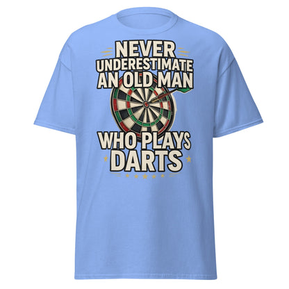 Old Man Darts T-Shirt - Funny Dart Player Gift - Carolina Blue - T-Shirts Online