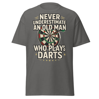 Old Man Darts T-Shirt - Funny Dart Player Gift - Charcoal - T-Shirts Online