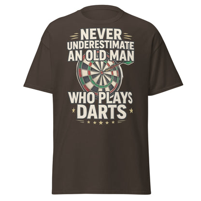 Old Man Darts T-Shirt - Funny Dart Player Gift - Dark Chocolate - T-Shirts Online