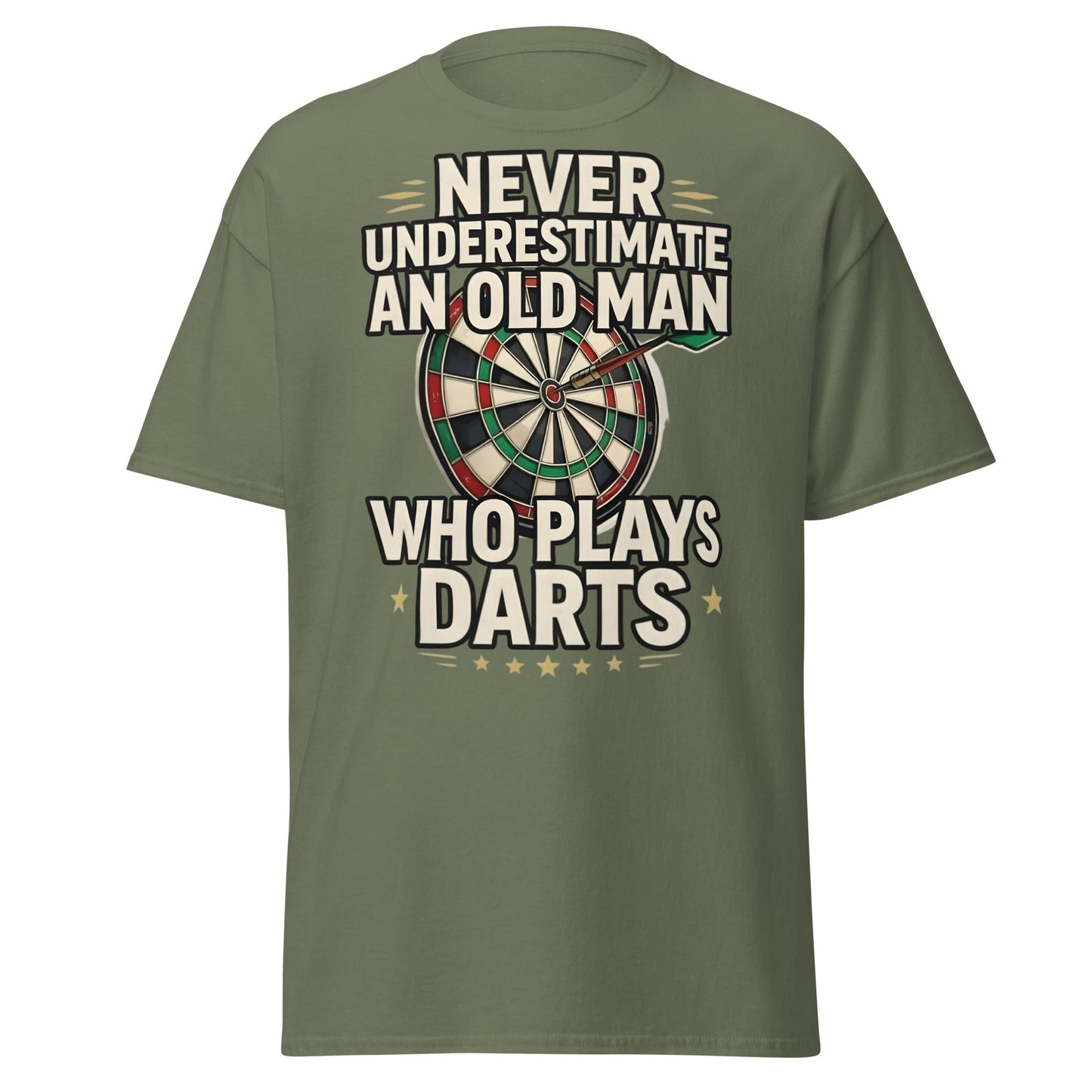 Old Man Darts T-Shirt - Funny Dart Player Gift - Military Green - T-Shirts Online