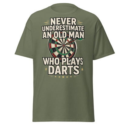 Old Man Darts T-Shirt - Funny Dart Player Gift - Military Green - T-Shirts Online