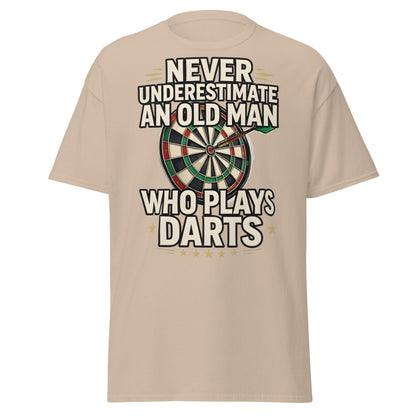 Old Man Darts T-Shirt - Funny Dart Player Gift - Sand - T-Shirts Online