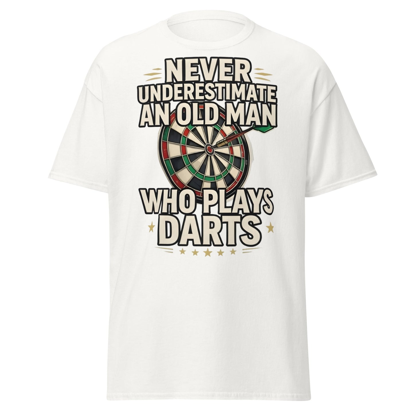 Old Man Darts T-Shirt - Funny Dart Player Gift - White - T-Shirts Online