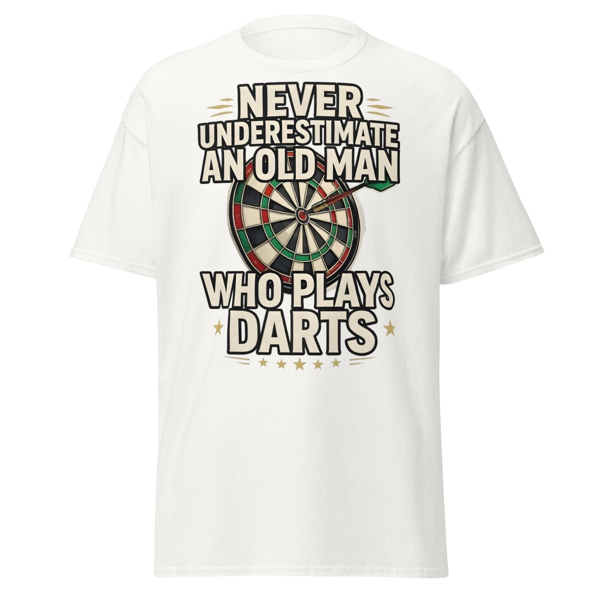 Old Man Darts T-Shirt - Funny Dart Player Gift - White - T-Shirts Online