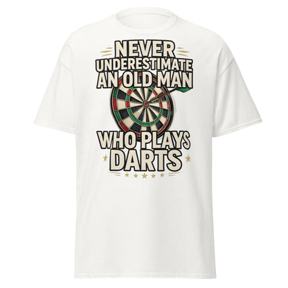 Old Man Darts T-Shirt - Funny Dart Player Gift - White - T-Shirts Online