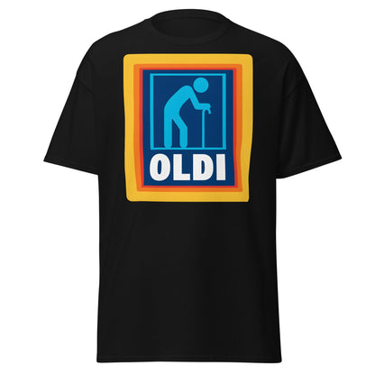 OLDI T-Shirt - Funny Senior Aldi Logo Parody Tee - Black - T-Shirts Online