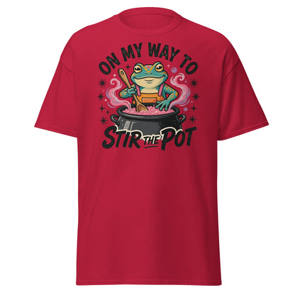 On My Way To Stir The Pot Funny Frog T-Shirt - Cardinal - T-Shirts Online