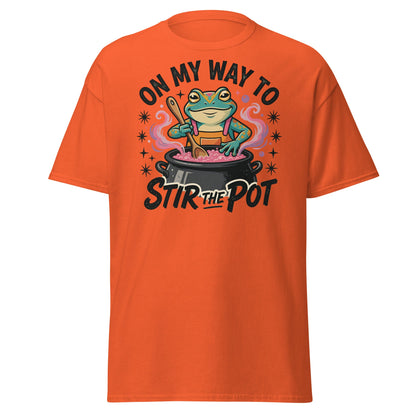 On My Way To Stir The Pot Funny Frog T-Shirt - Orange - T-Shirts Online