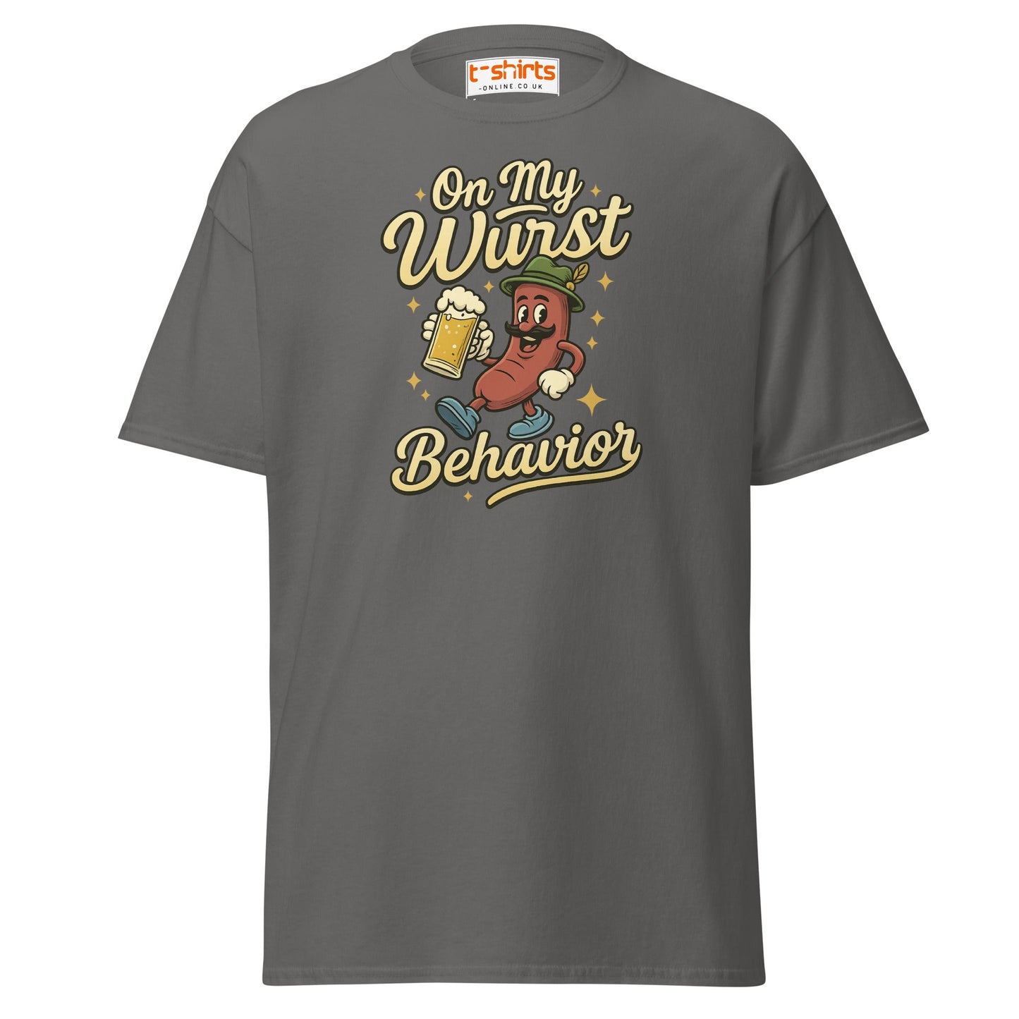 On My Wurst Behavior Tee – Funny Oktoberfest Shirt - Charcoal - T-Shirts Online