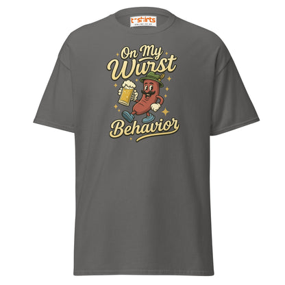 On My Wurst Behavior Tee – Funny Oktoberfest Shirt - Charcoal - T-Shirts Online